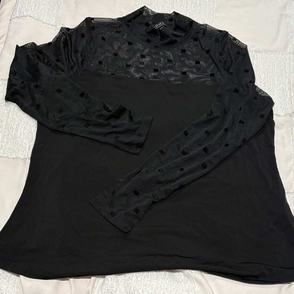 Eloquii Black Textured Long Sleeve Top